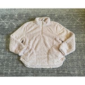 Gap Womens L Jacket Pink Sherpa Pullover 1/4 Zipper Soft Fluffy NWT M9